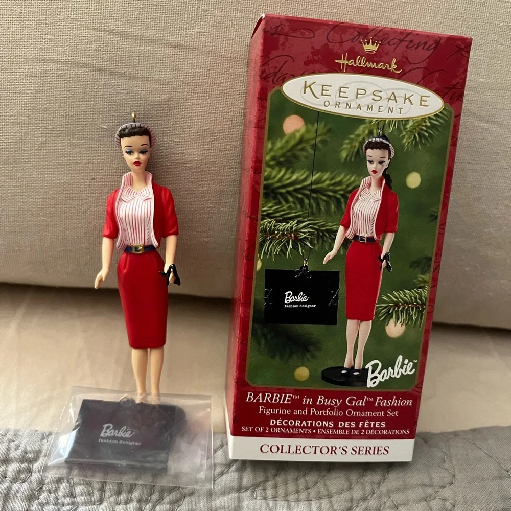Lot of 5 Barbie ornaments.  Dated 1997-2001. In boxes
